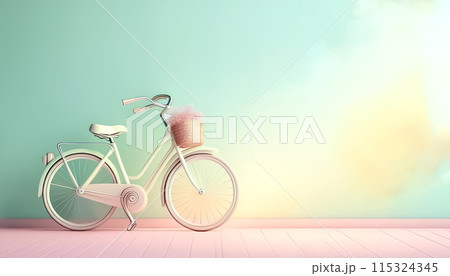 パステルカラーの部屋と自転車 115324345