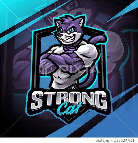 Strong cat esport mascot logo design 115324411