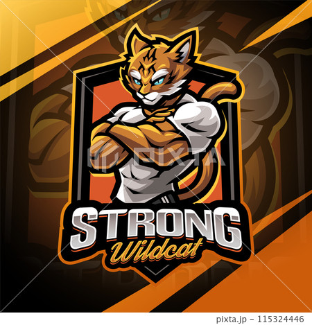 Strong wildcat esport mascot logo design 115324446