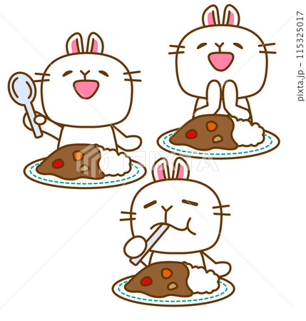 かわいいうさぎとカレーセット(カラー) 115325017