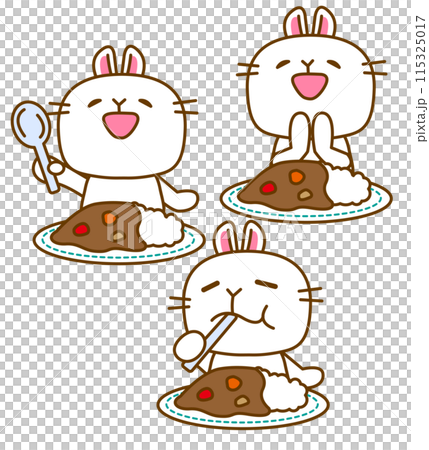 かわいいうさぎとカレーセット(カラー) 115325017