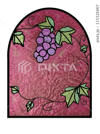 ステンドグラス手描き風フレーム葡萄 115326867