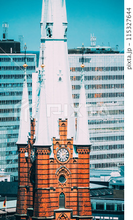 Stockholm, Sweden. Elevated View Of St. Clara Or Saint Klara Church In Summer Sunny Modern Cityscape Skyline. 115327644