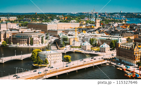Stockholm, Sweden. Great Church In Cityscape Skyline. Elevated View Of City Center 115327646