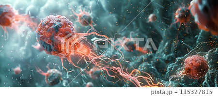 Nano-Robots Attacking Cancer Cells in...のイラスト素材 [115327815] - PIXTA