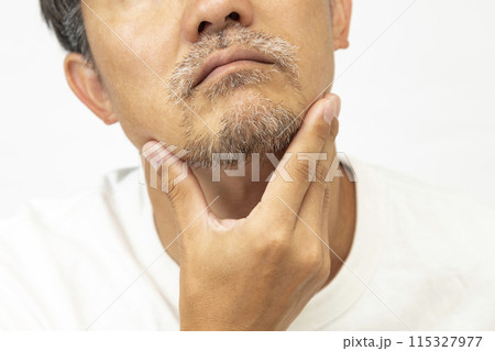 ヒゲを生やした男性　白バック 115327977