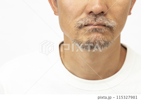 ヒゲを生やした男性 白バック ヒゲを生やした男性 白バック 115327981