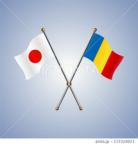 Japan and Romania flags relations 115328021