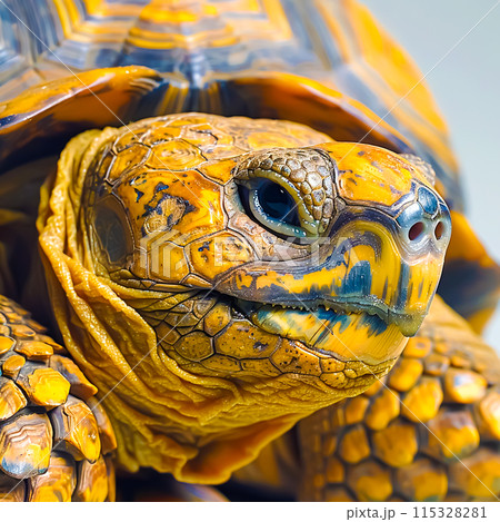 Detailed Close-Up of Tortoise Shell and Skin Texture in High Definition on White Background Detailed Close-Up of Tortoise Shell and Skin Texture in High Definition on White Background 115328281