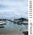 boats anchored on the pier 115328645