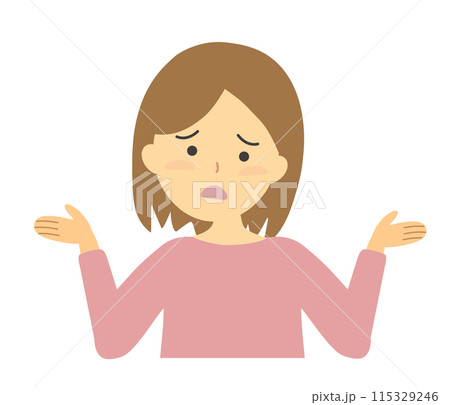 悩んで困った表情の女性イラスト 115329246