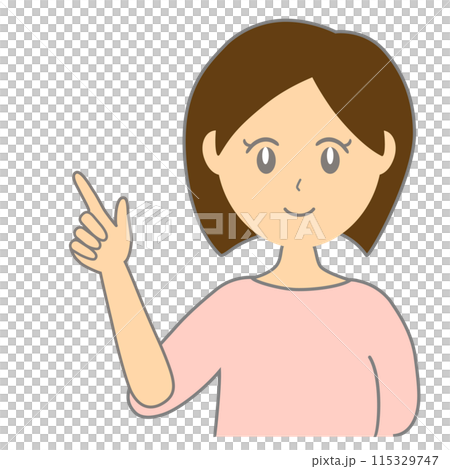 Vector illustration of a woman pointing and smiling Vector illustration of a woman pointing and smiling 115329747