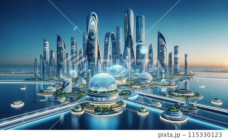 近未来的な都市の夜景B 115330123