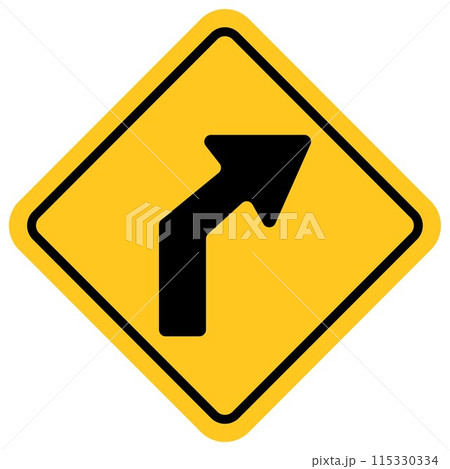 traffic sign, Cautionary beware Right bend 115330334