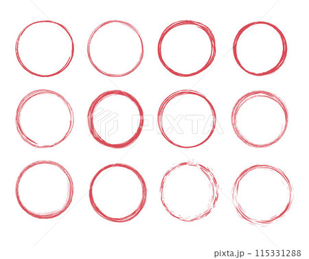 Brush stroke circle with Japanese sun frame vector illustration. Grunge crayon style resembling the Japanese flag. 115331288
