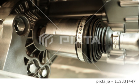 Car suspension. Technical images of structure of car spare parts. Such as Front or Rear suspension Shock absorber suspension Brake system. Elements and structure of the suspension. Car service repair. 115331447