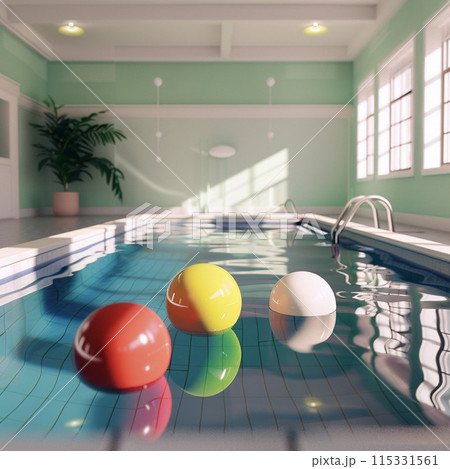 プールに浮かぶボール 115331561