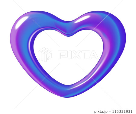 Chrome heart 3d shape purple vector iridescent y2k holographic design element Chrome heart 3d shape purple vector iridescent y2k holographic design element 115331931