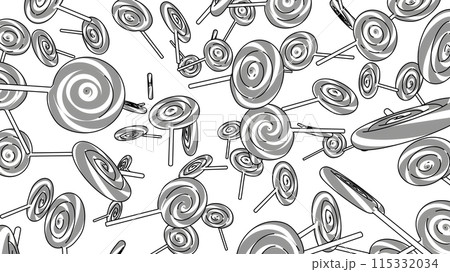 Toon black lollipops on a white background. 115332034