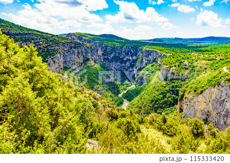 Mountain landscape, Verdon Gorge in France. 115333420
