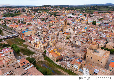 La Bisbal d Emporda overlooking church and fortified episcopal palace 115333624
