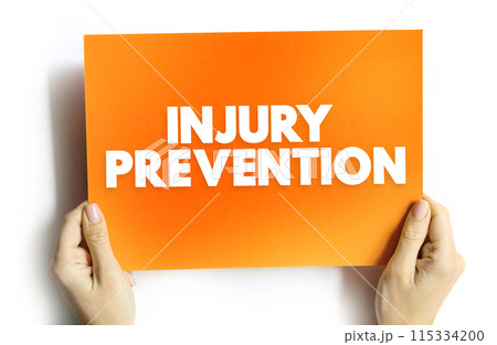 Injury Prevention text quote, concept on card 115334200