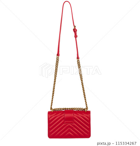 Red Leather Purse with Gold Chain Strap 115334267