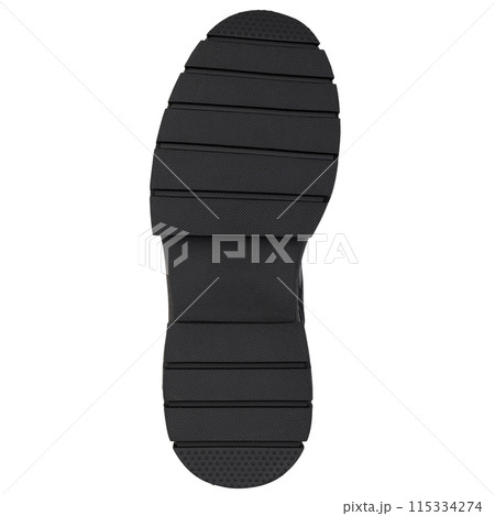 Black Rubber Sole of a Shoe 115334274