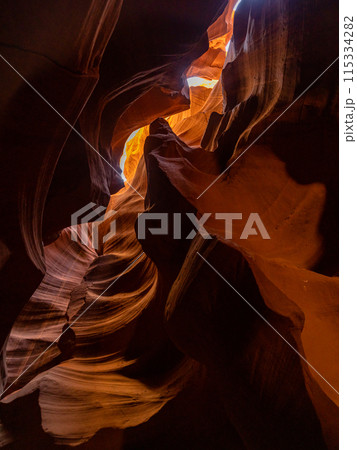 Beautiful abstract shot of sandstone landscape Upper Antelope Canyon 115334282