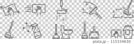掃除に関する線画アイコンセット 115334630