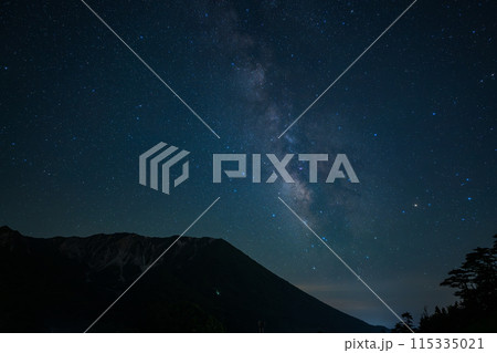 日本の鳥取県の大山の上に浮かぶ美しい天の川 115335021