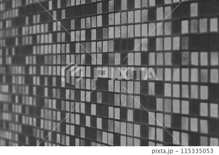 Mosaic Square Ceramic Tiles Grey Dark Abstract Bath Pattern Toilet Texture Bathroom Background Gray Structure Backdrop 115335053