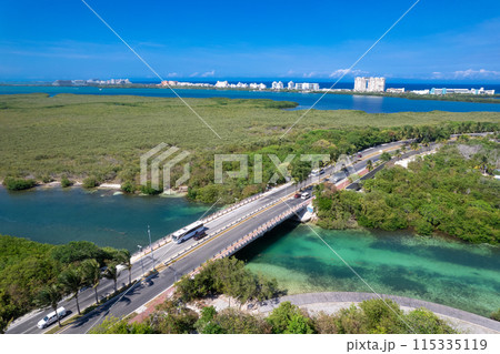 Aerial view of Punta NIzuc in Cancun Hotel Zone 115335119