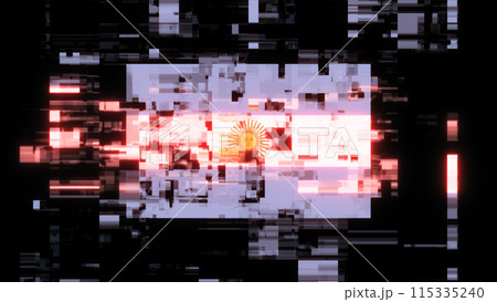 3D rendering flag Argentina with screen effects of technological glitches 115335240