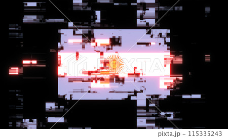 3D rendering flag Argentina with screen effects of technological glitches 115335243