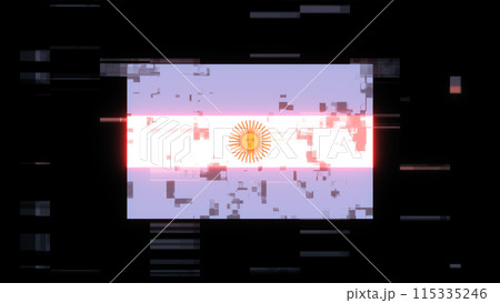 3D rendering flag Argentina with screen effects of technological glitches 3D rendering flag Argentina with screen effects of technological glitches 115335246