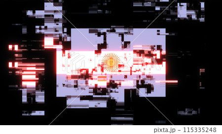 3D rendering flag Argentina with screen effects of technological glitches 115335248