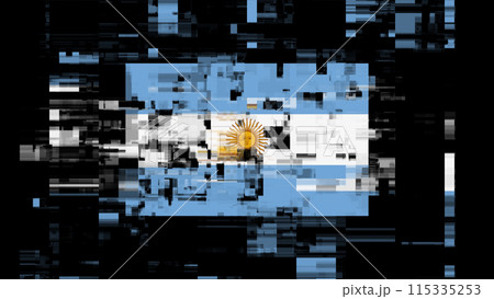 3D rendering flag Argentina with screen effects of technological glitches 3D rendering flag Argentina with screen effects of technological glitches 115335253