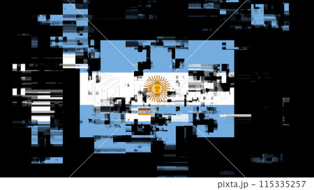 3D rendering flag Argentina with screen effects of technological glitches 3D rendering flag Argentina with screen effects of technological glitches 115335257