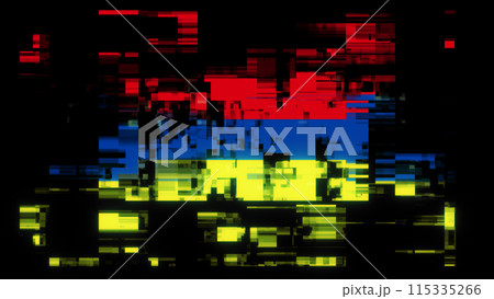 3D rendering flag Armenia with screen effects of technological glitches 115335266