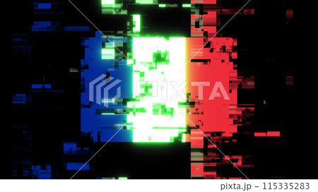 3D rendering flag France with screen effects of technological glitches 115335283