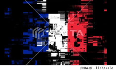 3D rendering flag France with screen effects of technological glitches 115335318