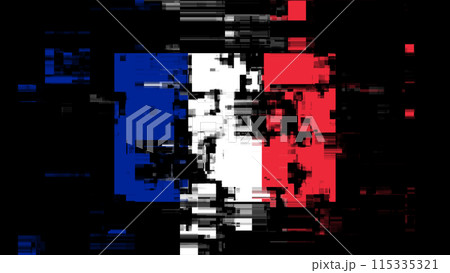 3D rendering flag France with screen effects of technological glitches 3D rendering flag France with screen effects of technological glitches 115335321