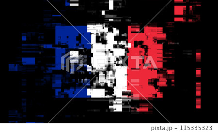 3D rendering flag France with screen effects of technological glitches 3D rendering flag France with screen effects of technological glitches 115335323