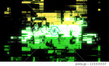 3D rendering flag India with screen effects of technological glitches 3D rendering flag India with screen effects of technological glitches 115335537