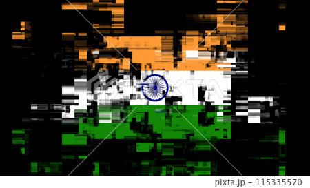 3D rendering flag India with screen effects of technological glitches 3D rendering flag India with screen effects of technological glitches 115335570