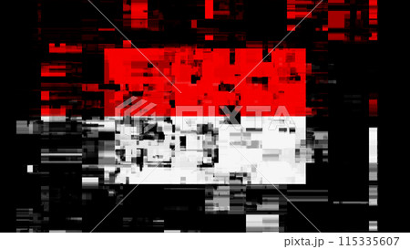 3D rendering flag Indonesia with screen effects of technological glitches 115335607