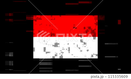 3D rendering flag Indonesia with screen effects of technological glitches 3D rendering flag Indonesia with screen effects of technological glitches 115335609