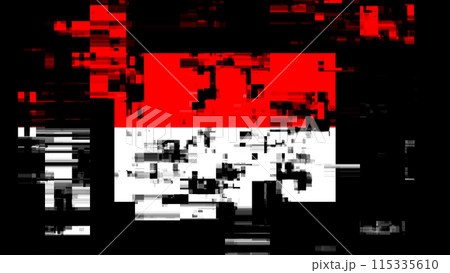 3D rendering flag Indonesia with screen effects of technological glitches 115335610
