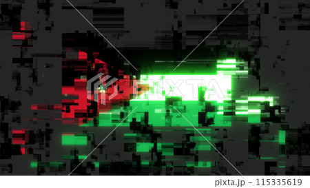 3D rendering flag Jordan with screen effects of technological glitches 115335619
